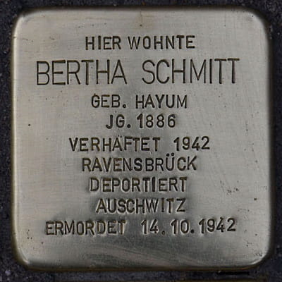 Stolperstein Prächterstraße 21, Bertha Schmitt