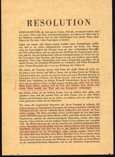 Diese Resolution wurde am 12. Dezember 1936 reichsweit verteilt