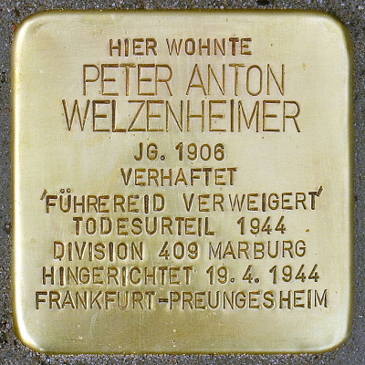 Stolperstein Im Eichwäldchen 32, Peter Anton Welzenheimer