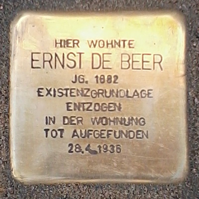 Stolperstein Zuckschwerdtstraße 1, Ernst de Beer