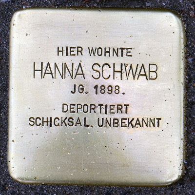 Stolperstein Rechneigrabenstaße 18–21, Hanna Schwab