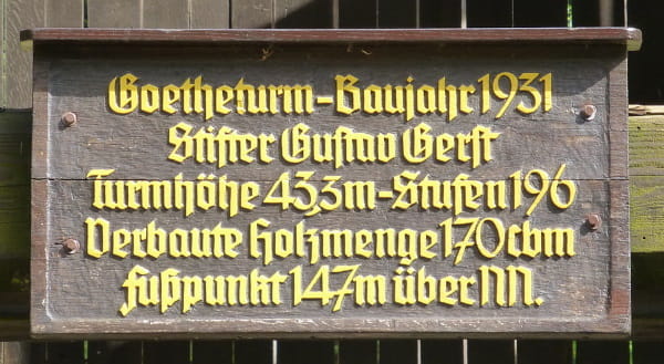 Die Stifter-Tafel am Goetheturm