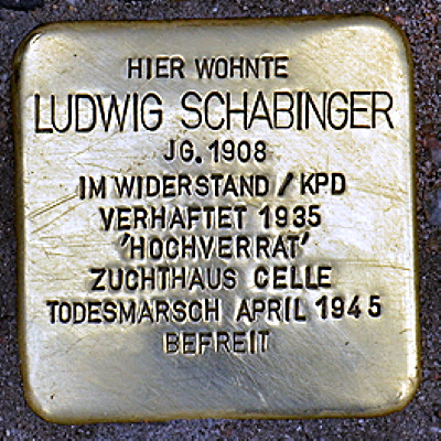 Stolperstein Goldsteinstraße 47, Schabinger, Ludwig