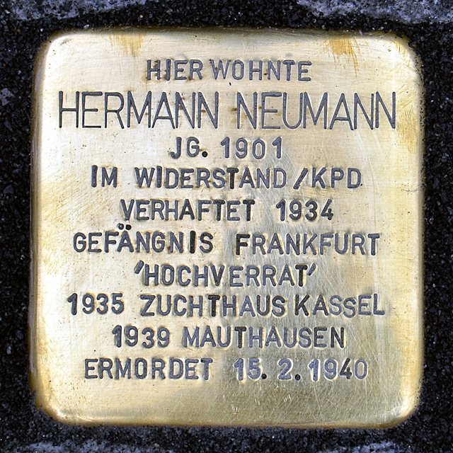 Stolperstein Kelsterbacher Strasse 24 Neumann Hermann