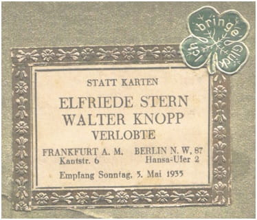 Verlobungsanzeige von Elfriede Stern und Walter Knopp