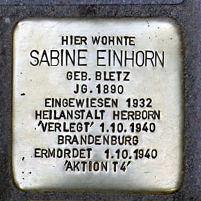 Stolperstein Obermainstraße 6, Einhorn, Sabine