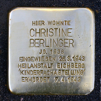 Stolperstein Ostendstraße 63-65, Berlinger, Christine