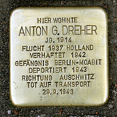 Stolperstein Arndtstr. 33, Dreher, Anton Gustav