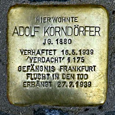 Stolperstein Beethovenstraße 32, Korndörfer, Adolf