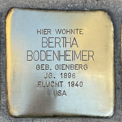 Stolperstein Bockenheimer Anlage 37, Bodenheimer, Bertha