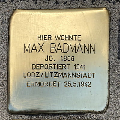 Stolperstein Böhmerstraße 20, Badmann, Max