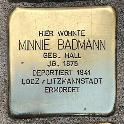 Stolperstein Böhmerstraße 20, Badmann, Minnie