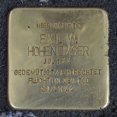 Stolperstein Corneliusstraße. 9, Emil W. Hohenemser