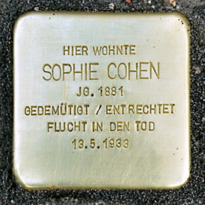 Stolperstein Feuerbachstraße 14, Cohen, Sophie