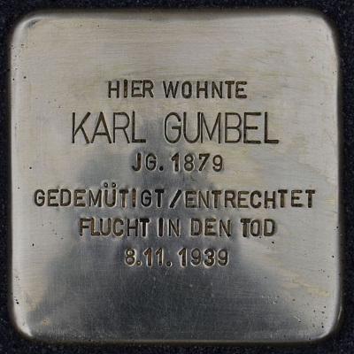 Stolperstein Kettenhofweg 109, Karl Gumbel