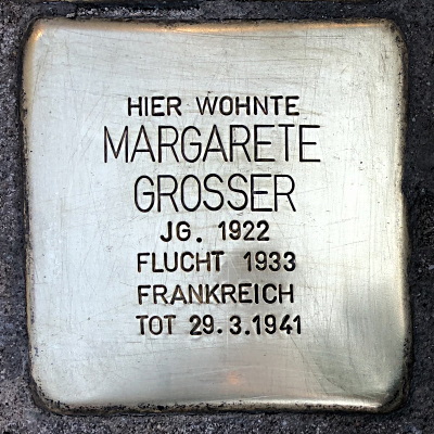 Stolperstein Mendelssohnstraße 92, Grosser, Margarete
