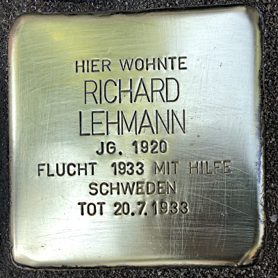 Stolperstein Zeppelinallee 47, Lehmann, Richard