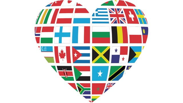Herz mit verschiedenen Landesflaggen