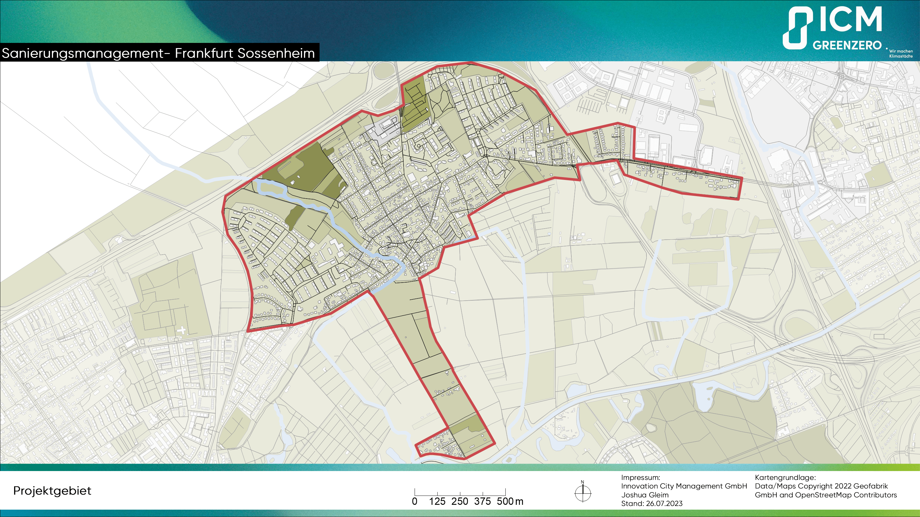 Kartendarstellung Projektgebiet Klimaquartier Sossenheim