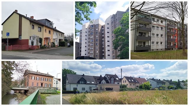 Verscheidene Häusertypen im Klimaquartier Sossenheim