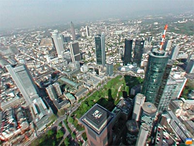 Panoramablick von der Commerzbank Richtung Messeturm