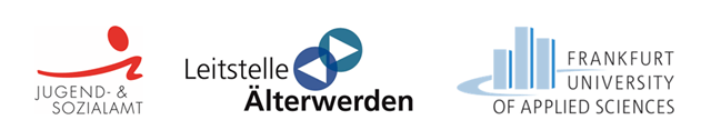 Logos der Projektpartner: Jugend- und Sozialamt, Leitstelle Älterwerden und Frankfurt University of Applied Sciences