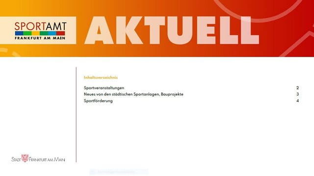 Newsletter SPORTAMT AKTUELL Newsletter SPORTAMT AKTUELL, Titelseite