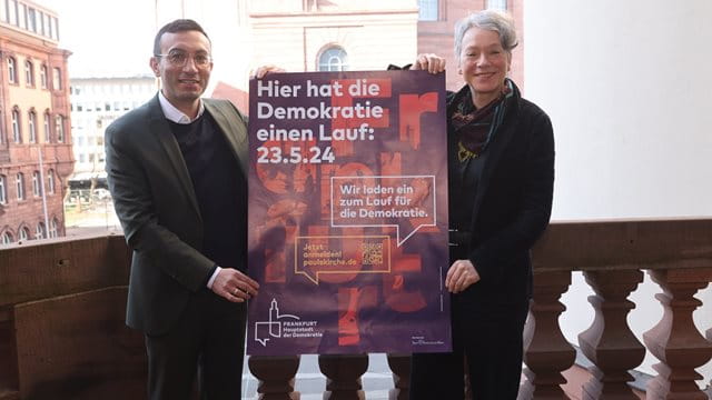 Vorstellung Kampagne „Frankfurt – Hauptstadt der Demokratie“, Plakat "Lauf für die Demokratie"