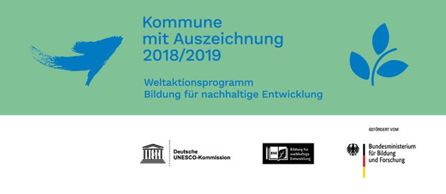 Logo Kommune mit Auszeichnung 2018/2019 Bildung für nachhaltige Entwicklung