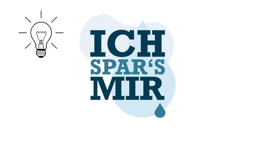 Kampagne "Frankfurt spart Wasser" - Schriftzug "Ich spar's mir" und eine Glühbirne