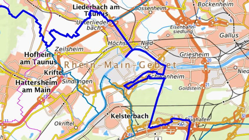 Kartenausschnitt mit den betroffenen Gebieten links der blauen Linie, Foto: FLI Maps