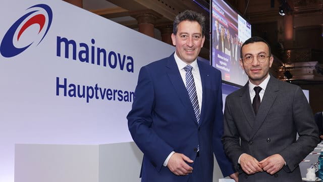 Dr. Michael Maxelon und Mike Josef bei der Hauptversammlung der Mainova AG im Gesellschaftshaus des Palmengartes, Foto: Joachim Storch