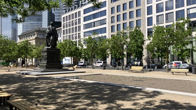 Blick auf den neu gestalteten Goetheplatz Blick auf den neu gestalteten Goetheplatz, Foto: Iris Eckstein