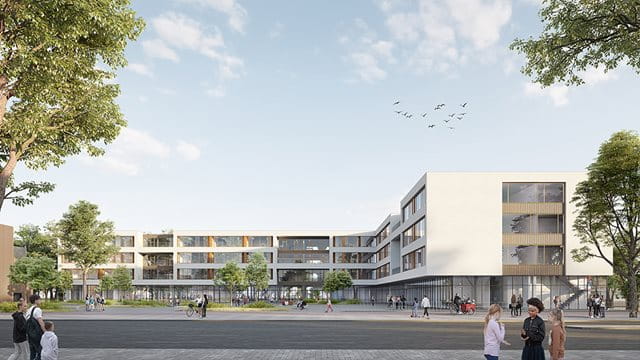 Visualisierung der Außenansicht der neuen Johanna-Tesch-Schule Visualisierung der Außenansicht der neuen Johanna-Tesch-Schule