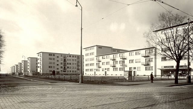 Siedlung Miquelstraße, heute Carl-von-Weinberg-Siedlung Eine historische Fotografie der Siedlung Miquelstraße, heute Carl-von-Weinberg-Siedlung, Foto: Max Göllner