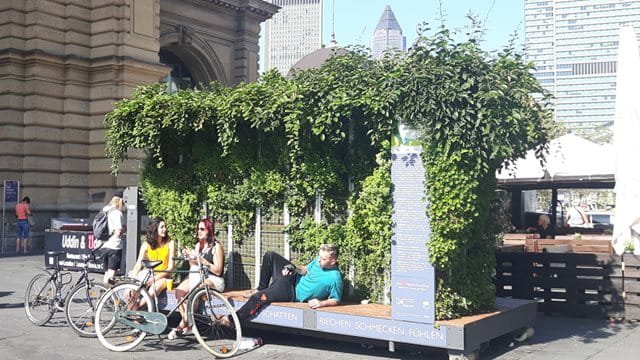 Mobiles Grünes Zimmer am Hauptbahnhofsvorplatz Mobiles Grünes Zimmer am Hauptbahnhofsvorplatz, Foto: Grünflächenamt Frankfurt am Main