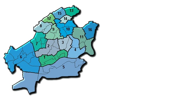 Karte Ortsbeiräte 1 bis 16