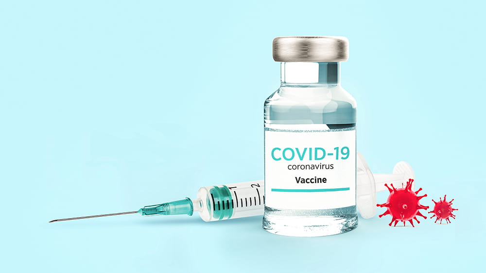Impfdosis Impfung Covid-19 und Spritze