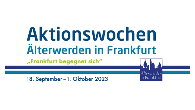 Logo Aktionswochen Älterwerden vom 18. September bis 1. Oktober 2023 unter dem Motto Frankfurt begenet sich