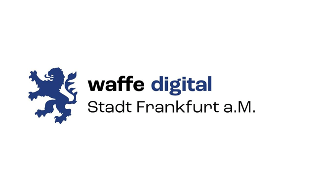 Logo Waffe Digital  Schriftzug mit hessischem Löwen