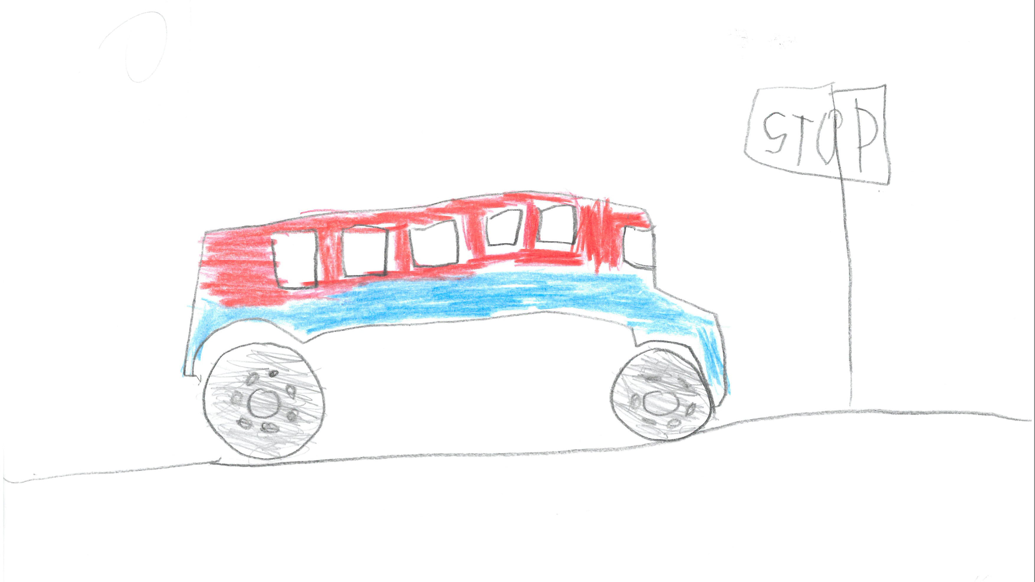 Kinderzeichnung eines Busses