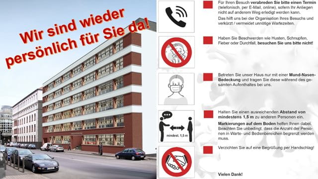 Anzeigebild Corona Das Straßenverkehrsamt Frankfurt am Main öffnet unter Verhaltensregeln wieder für Bürgerinnen und Bürger