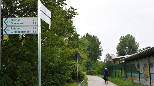 Signs along the biking path Eschersheim