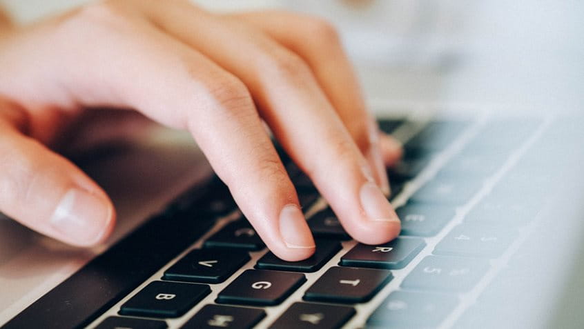 Hand on a keyboard