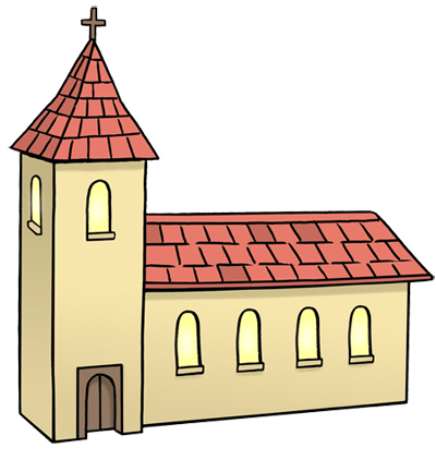 Zeichnung von einer kleinen Kirche