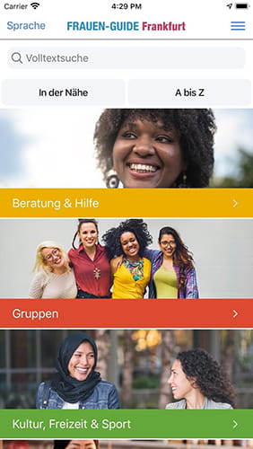 Screenshot aus der Frauen-Guide-App.