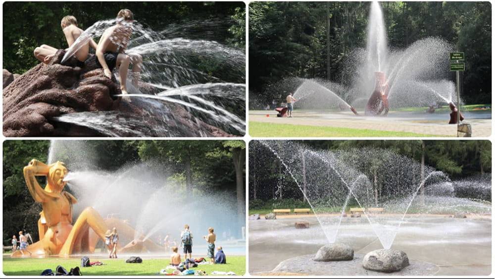 Vier verschiedene Wasserspielplätze in Frankfurt. Foto: Grünflächenamt 